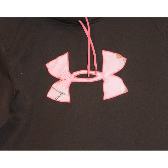 Under Armour Women Brown Pink Camo Logo Hoodie Sweatshirt Size L - Picture 3 of 6